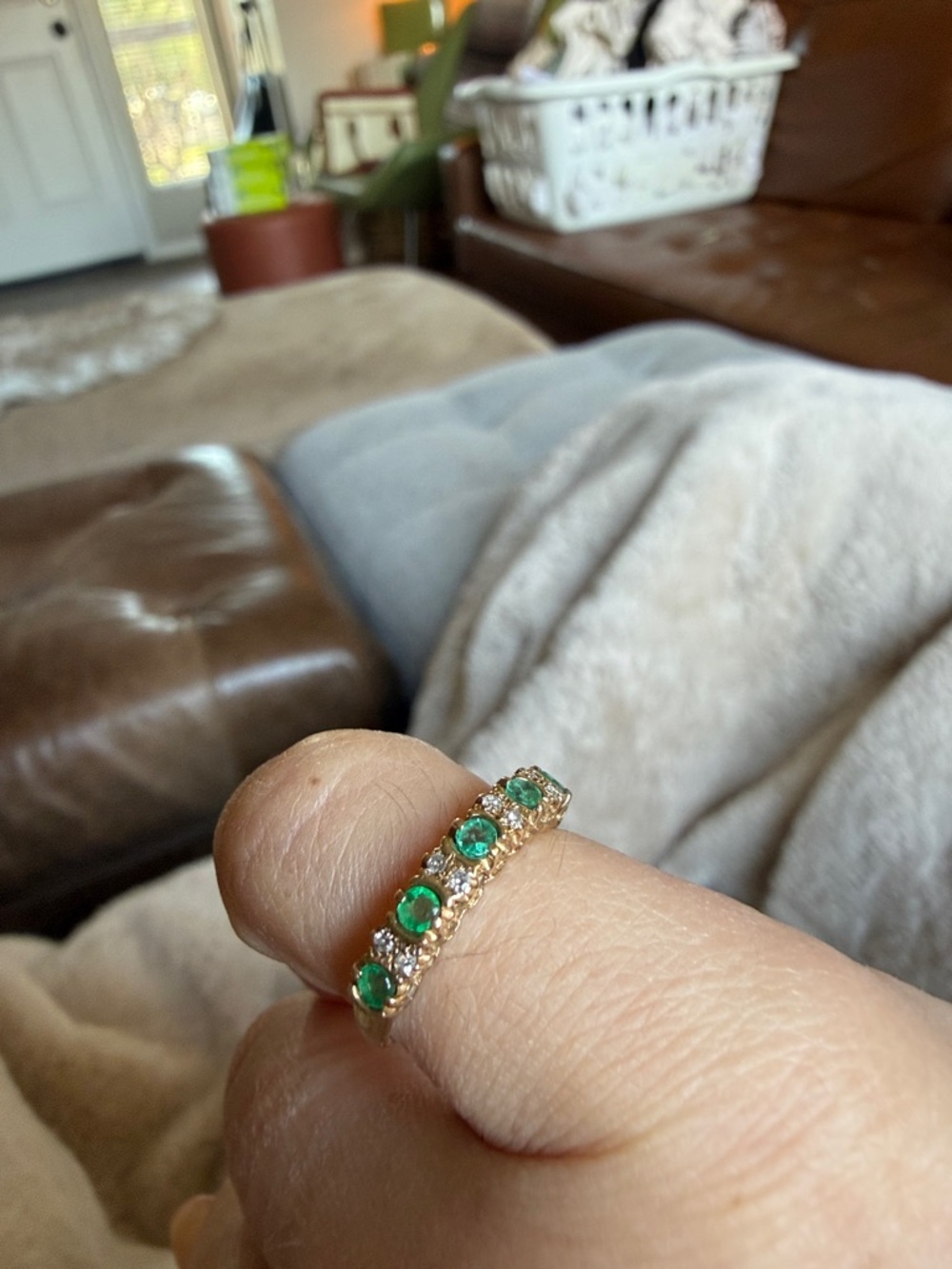 Stunning Natural Emerald and Diamond Ring Size 5